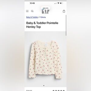 Gap Pointelle Henley Top- NWT- 4T